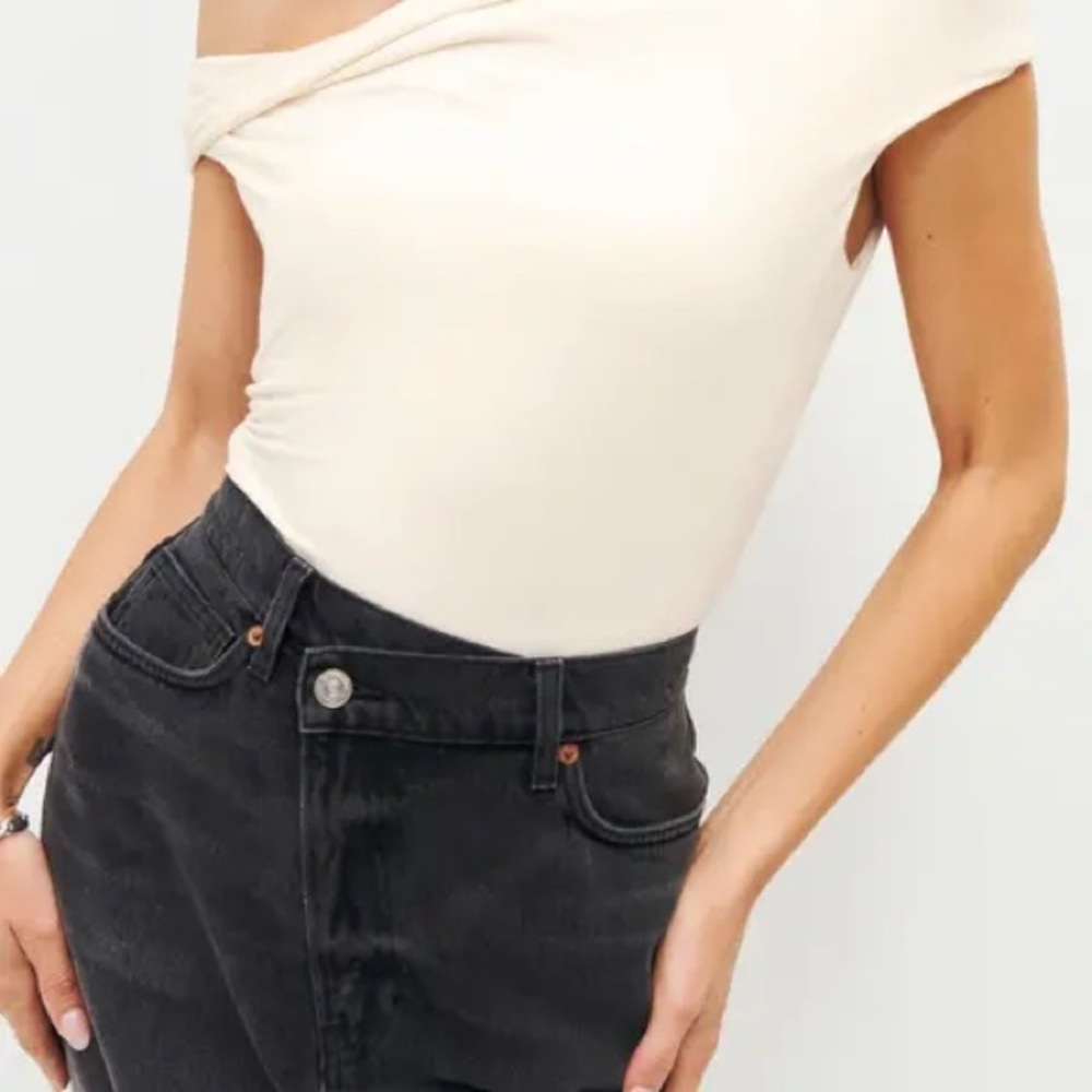 Reformation Cream Off-Shoulder Top